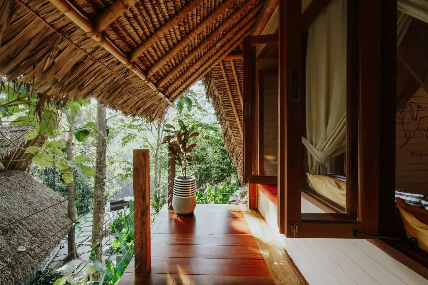 Villa Sungai covered balcony with jungle views