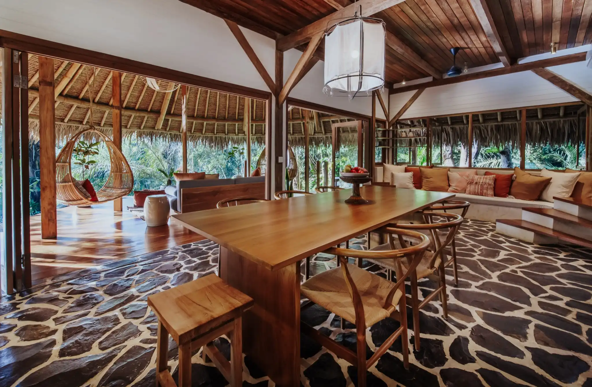 Open-plan living and dining area