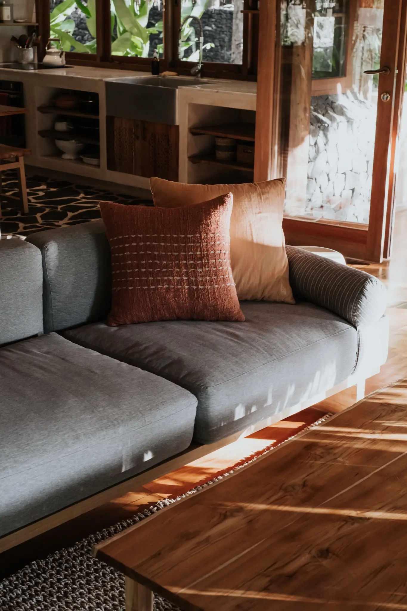 Living room sofa in afternoon light