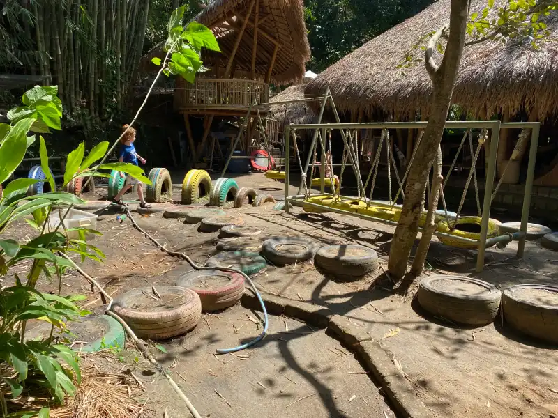 Children playing in natural playground