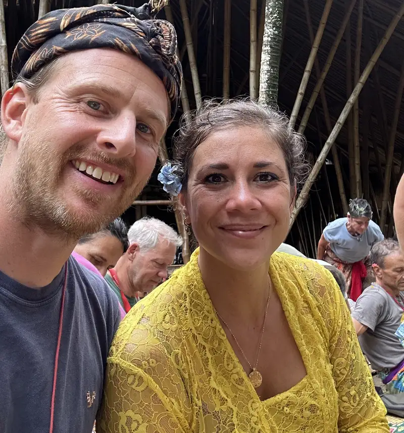Oscar and Iris at a community ceremony in Eco Village Sibang